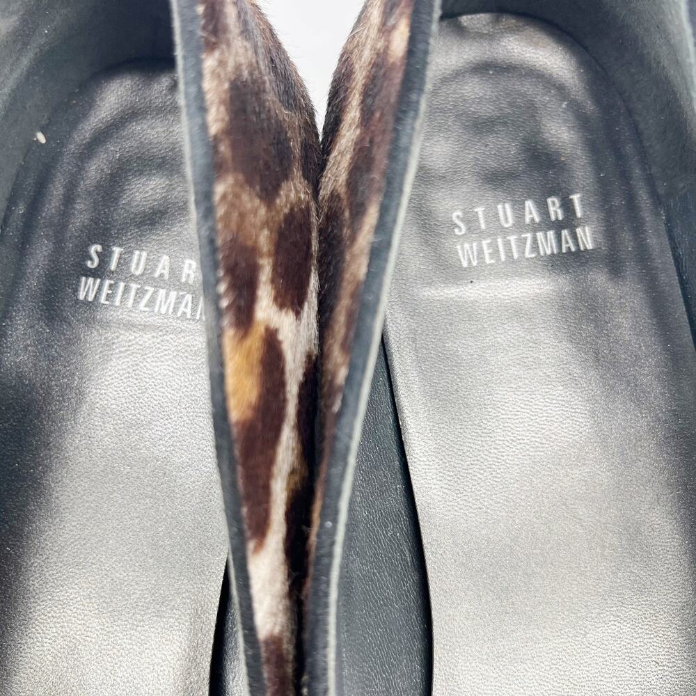 Stuart Weitzman Leopard Calf Hair Loafers Flats Women 9.5 M Pointed Toe Spain - Picture 9 of 10
